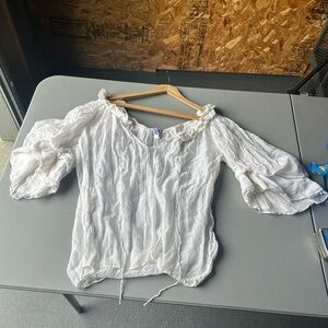 Theirry colson White Peasant Blouse with Puff Sleeves
